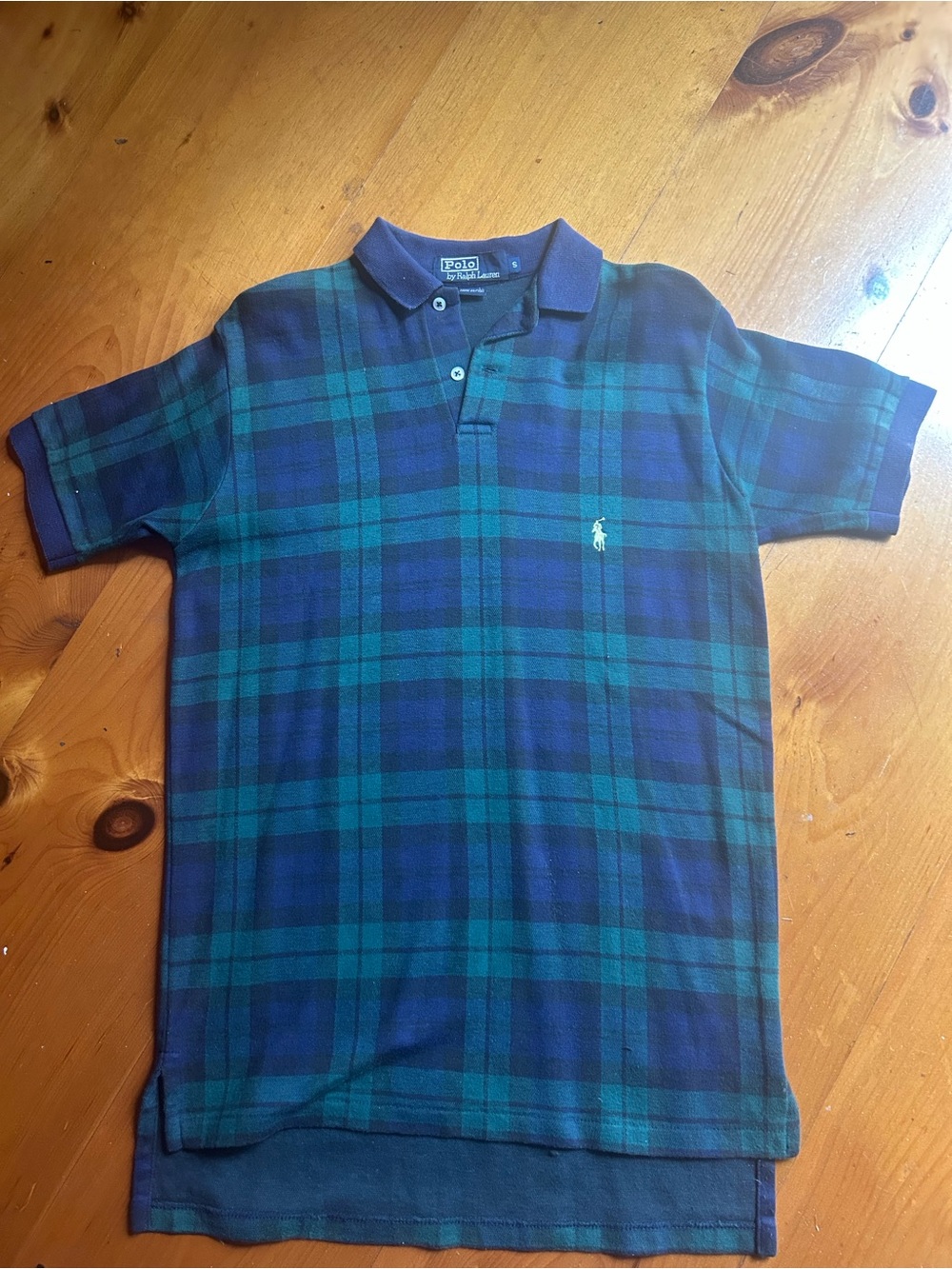 Vintage Polo by Ralph Lauren Navy & Green Plaid Short-Sleeve Polo